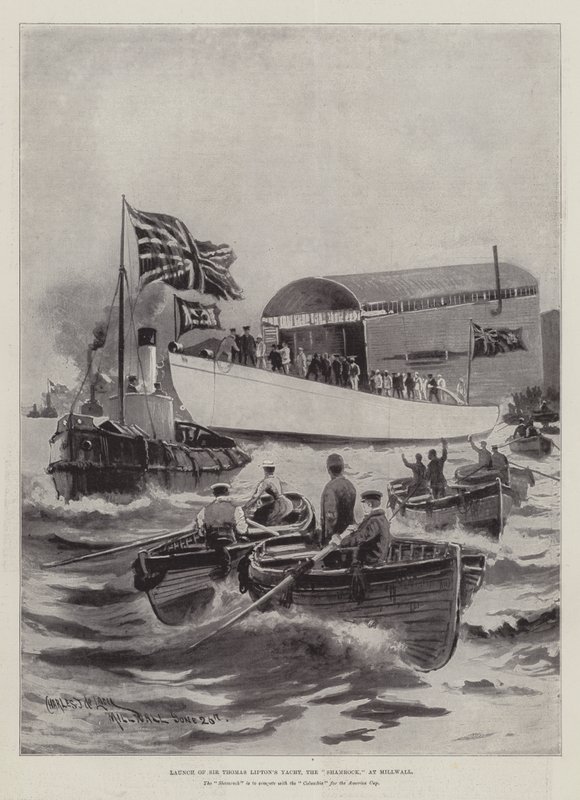 Lanzamiento del Yate de Sir Thomas Lipton, el Shamrock, en Millwall de Charles John de Lacy