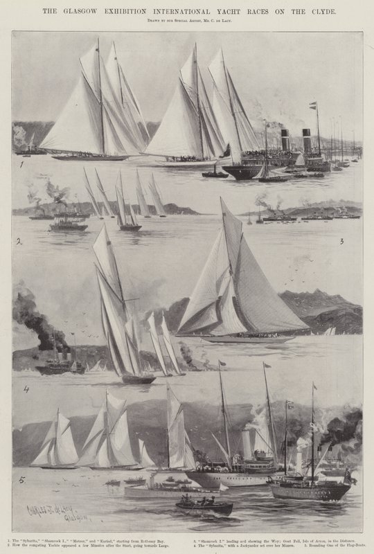 Las carreras internacionales de yates de la Exposición de Glasgow en el Clyde de Charles John de Lacy