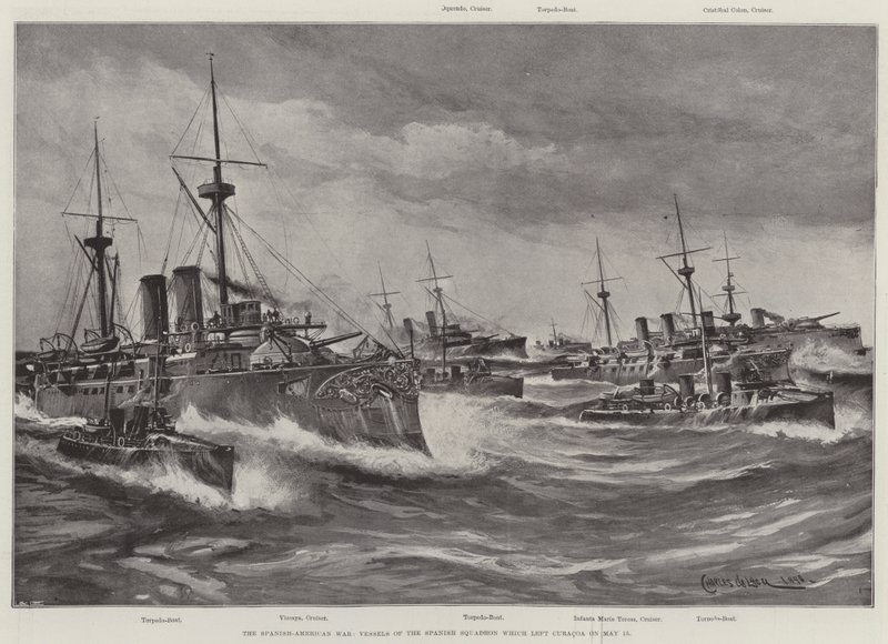 La guerra hispanoamericana, buques del escuadrón español que salió de Curazao el 15 de mayo de Charles John de Lacy
