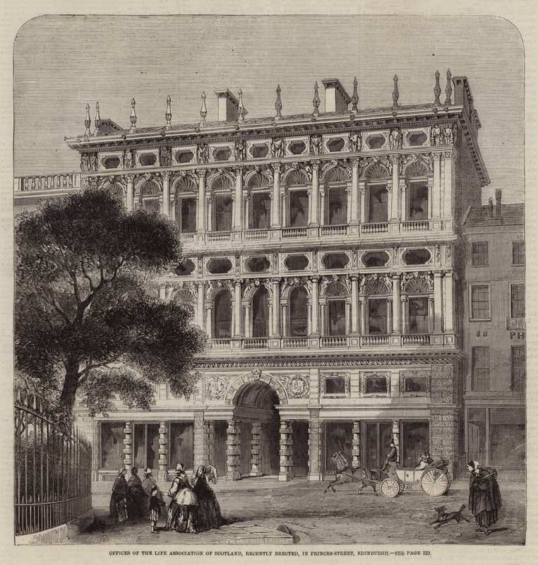 Oficinas de la Asociación de Vida de Escocia, recientemente erigidas, en Princes-Street, Edimburgo de Charles Landelle