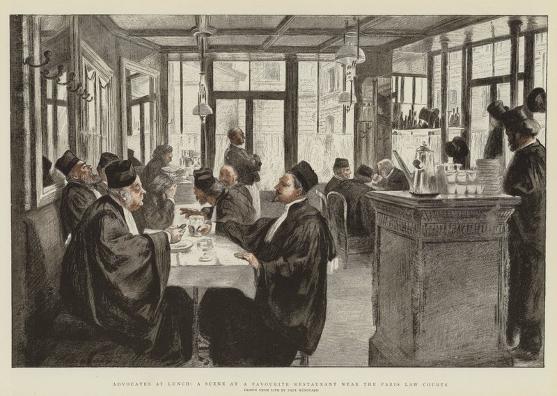 Abogados almorzando, una escena en un restaurante favorito cerca de los tribunales de París de Charles Paul Renouard