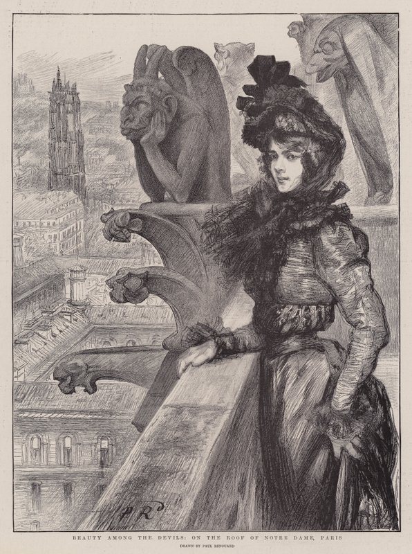 Belleza entre los demonios, en el techo de Notre Dame, París de Charles Paul Renouard