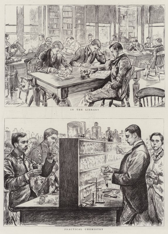 Estudiantes de medicina trabajando de Charles Paul Renouard