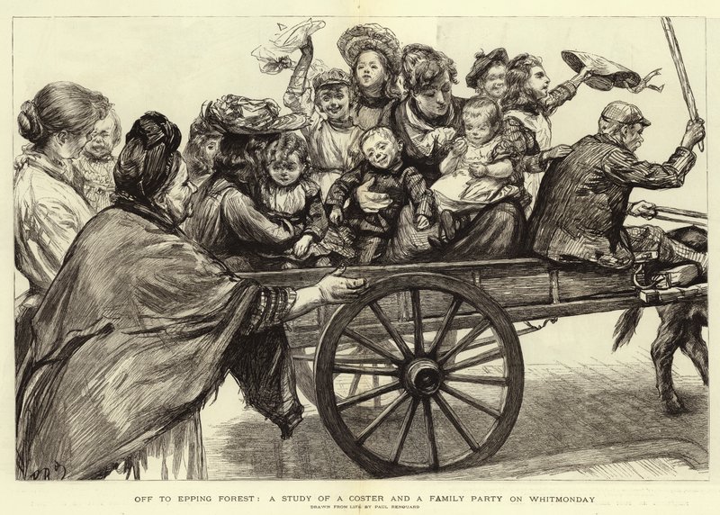 Rumbo al bosque de Epping, un estudio de un coster y una fiesta familiar en Whitmonday de Charles Paul Renouard