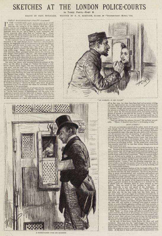 Bocetos en los Tribunales de Policía de Londres de Charles Paul Renouard