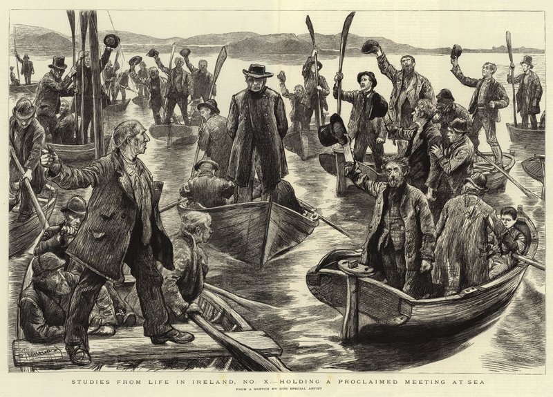 Estudios de la vida en Irlanda, No X, celebrando una reunión proclamada en el mar de Charles Paul Renouard