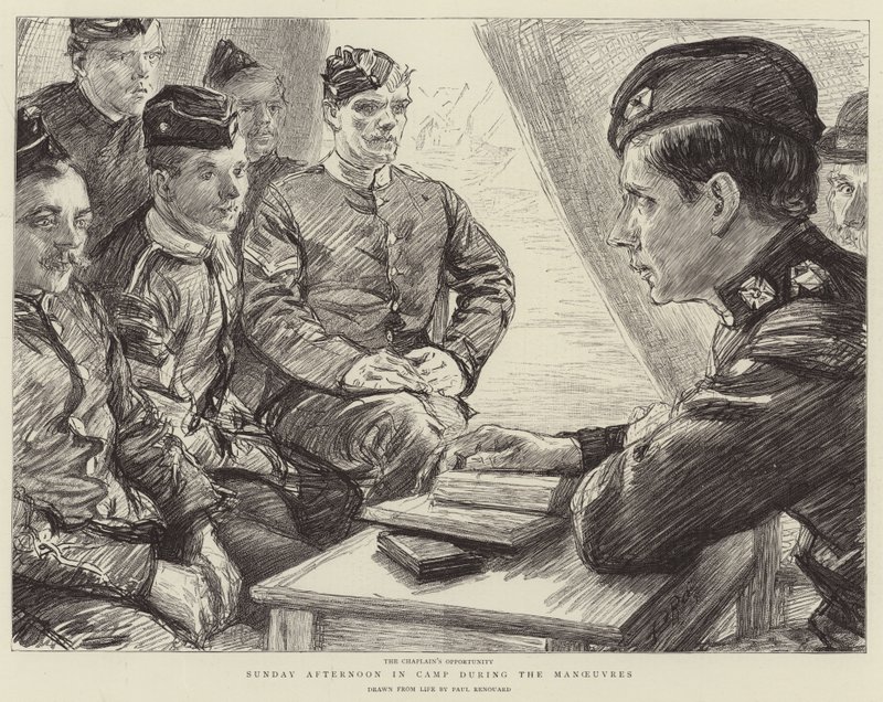 Tarde de domingo en el campamento durante las maniobras de Charles Paul Renouard