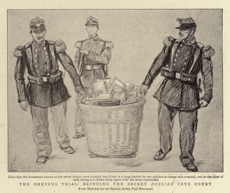 El juicio de Dreyfus, llevando el expediente secreto al tribunal de Charles Paul Renouard