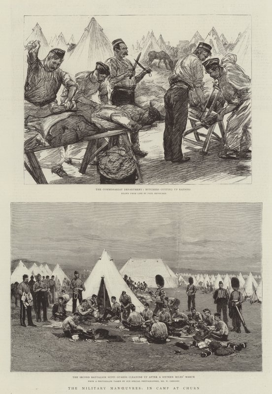 Las Maniobras Militares, en el Campamento en Churn de Charles Paul Renouard