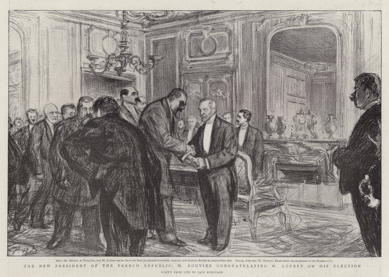 El Nuevo Presidente de la República Francesa, M Rouvier felicitando a M Loubet por su Elección de Charles Paul Renouard
