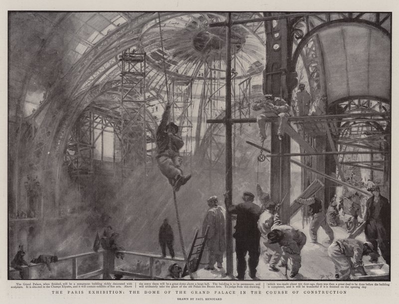 La Exposición de París, la Cúpula del Gran Palacio en Construcción de Charles Paul Renouard