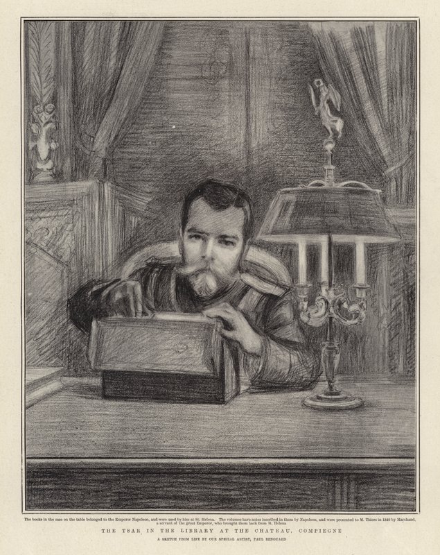 El zar en la biblioteca del castillo, Compiegne de Charles Paul Renouard