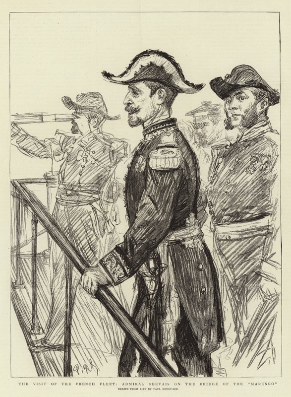 La visita de la flota francesa, almirante Gervais en el puente del Marengo de Charles Paul Renouard