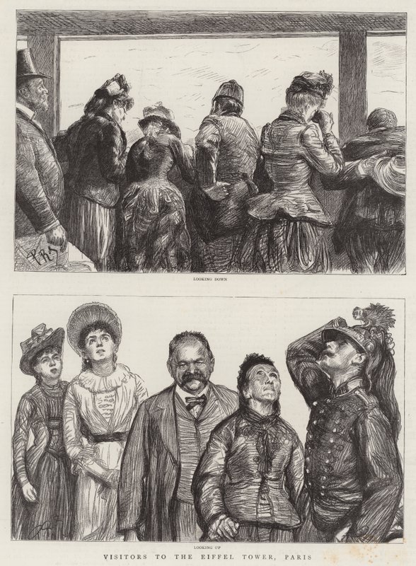 Visitantes a la Torre Eiffel, París de Charles Paul Renouard