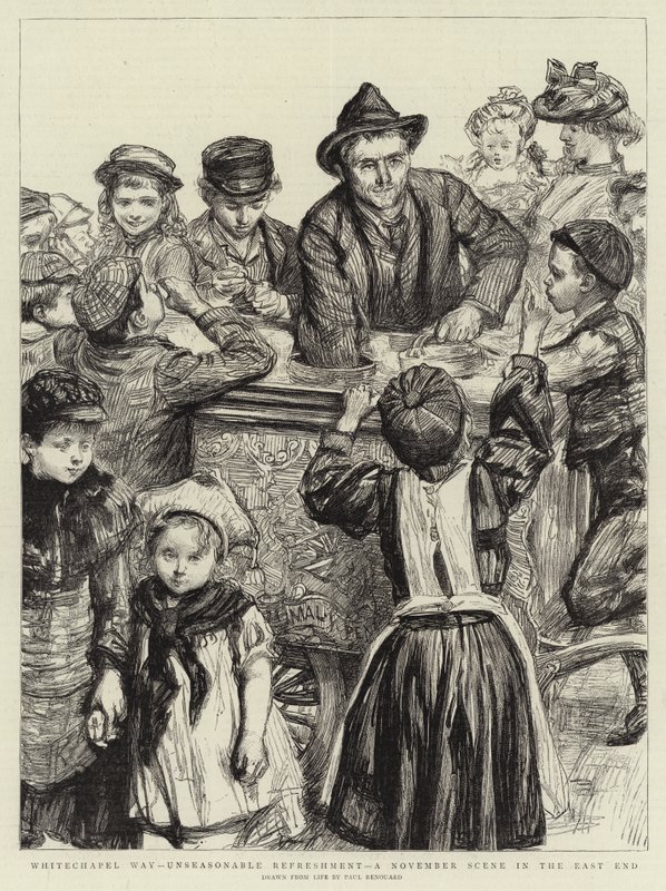 Camino de Whitechapel, refresco intempestivo, una escena de noviembre en el East End de Charles Paul Renouard
