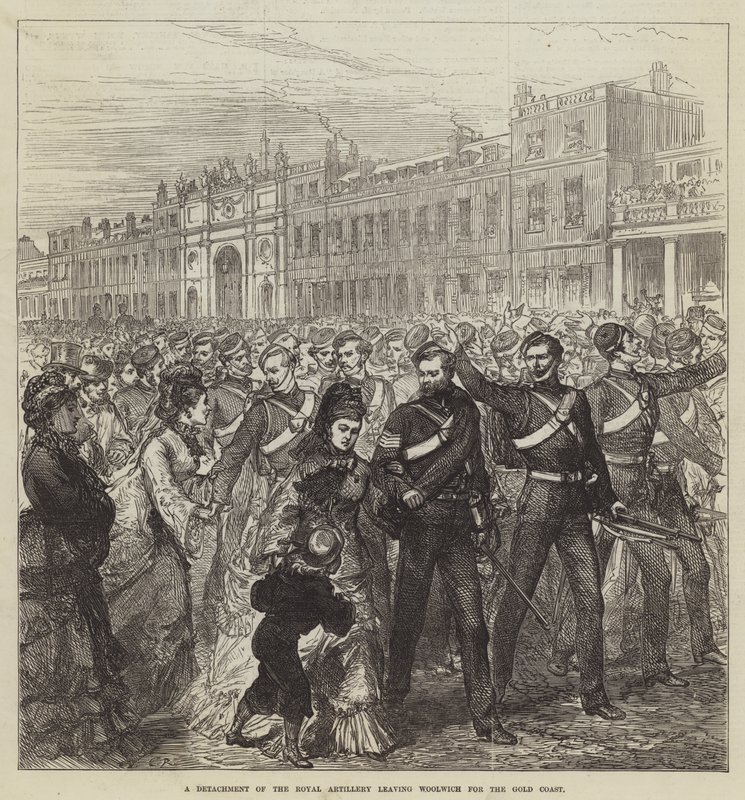 Un destacamento de la Artillería Real saliendo de Woolwich hacia la Costa de Oro de Sir John Charles Robinson