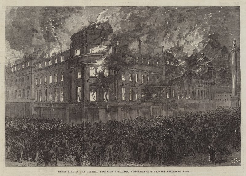 Gran Incendio en los Edificios del Intercambio Central, Newcastle-on-Tyne de Sir John Charles Robinson