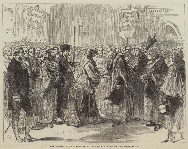 Lady Burdett-Coutts entregando el Mercado de Columbia al Alcalde de Sir John Charles Robinson