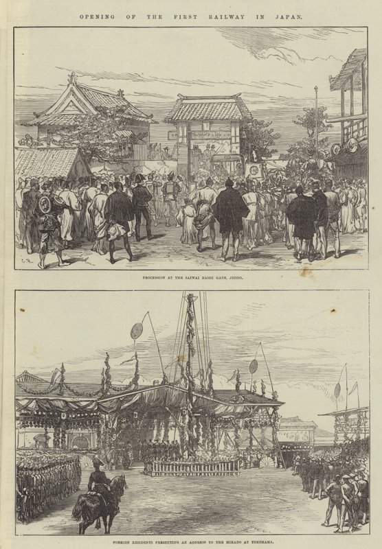 Inauguración del primer ferrocarril en Japón de Sir John Charles Robinson