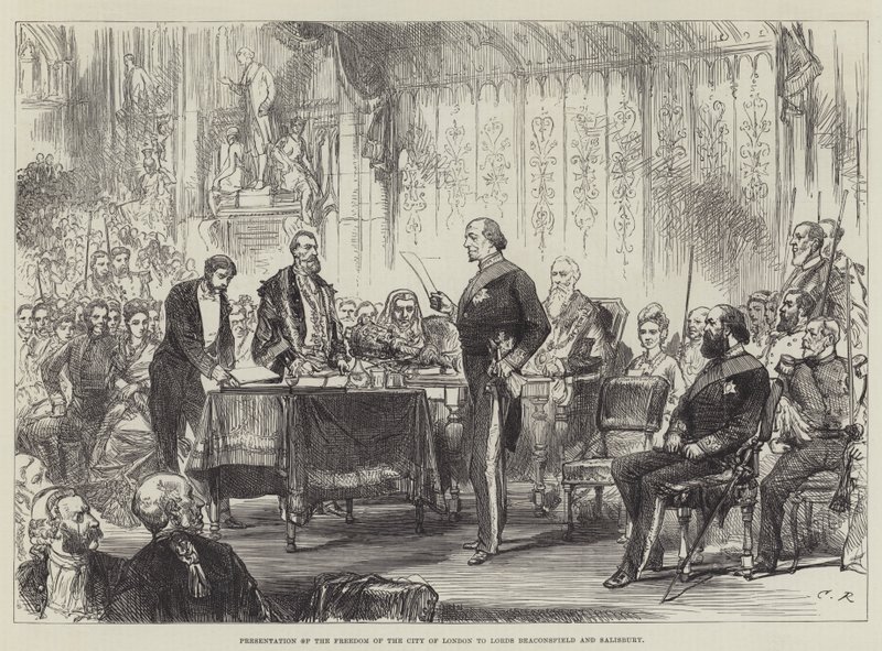 Presentación de la Libertad de la Ciudad de Londres a los Lores Beaconsfield y Salisbury de Sir John Charles Robinson