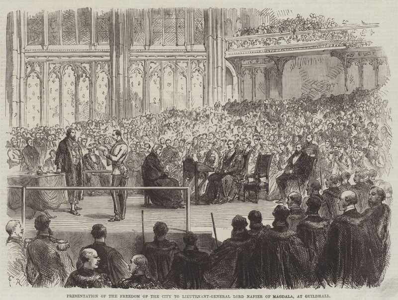 Presentación de la Libertad de la Ciudad al Teniente General Lord Napier de Magdala, en Guildhall de Sir John Charles Robinson