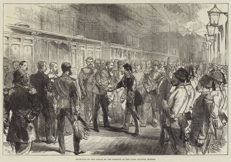 Recepción del príncipe por el Jedive en la estación de tren de El Cairo de Sir John Charles Robinson