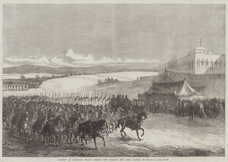 Revisión de las tropas egipcias ante el virrey y Lord Napier de Magdala de Sir John Charles Robinson