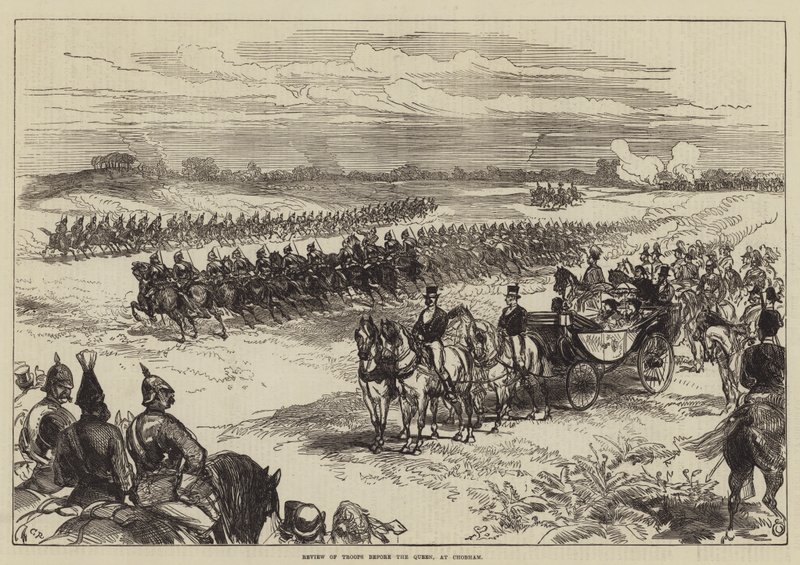 Revisión de tropas ante la Reina, en Chobham de Sir John Charles Robinson