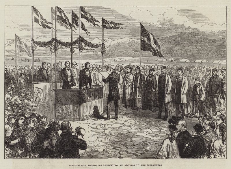 Delegados escandinavos presentando una dirección a los islandeses de Sir John Charles Robinson
