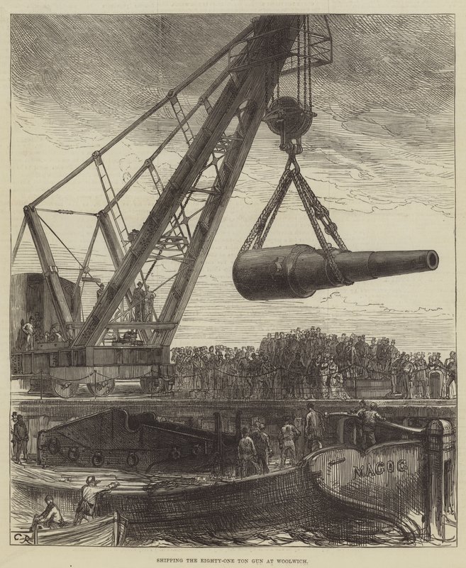 Embarcando el cañón de ochenta y una toneladas en Woolwich de Sir John Charles Robinson