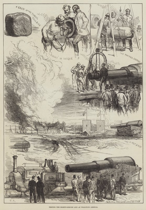 Prueba del cañón de ochenta y una toneladas en el Arsenal de Woolwich de Sir John Charles Robinson