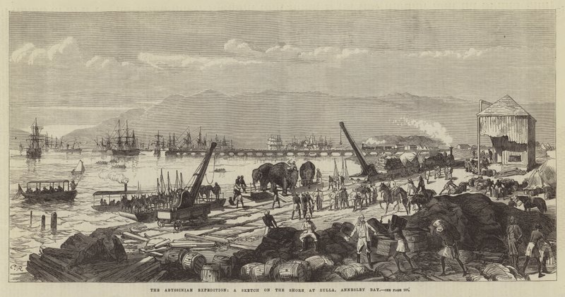 La expedición abisinia, un boceto en la orilla de Zulla, Bahía de Annesley de Sir John Charles Robinson