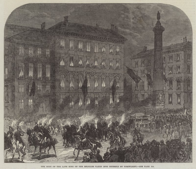 El Cuerpo del Difunto Rey de los Belgas llevado a Bruselas a la Luz de las Antorchas de Sir John Charles Robinson