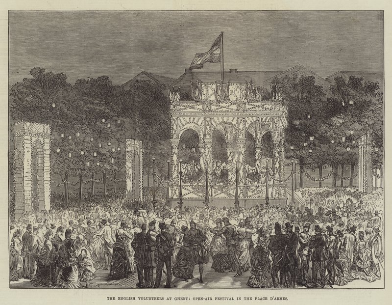 Los voluntarios ingleses en Gante, Festival al aire libre en la Plaza de Armas de Sir John Charles Robinson