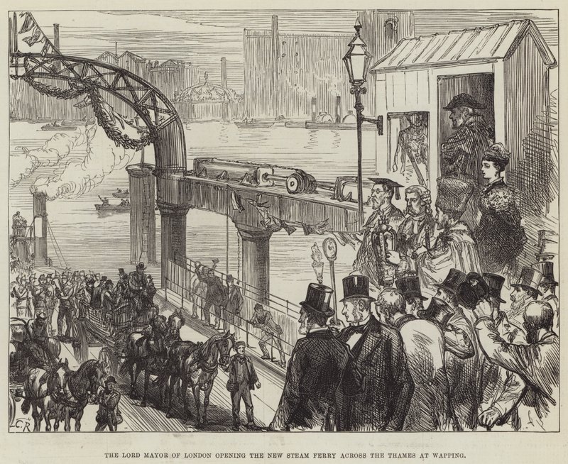 El alcalde de Londres inaugurando el nuevo ferry de vapor a través del Támesis en Wapping de Sir John Charles Robinson