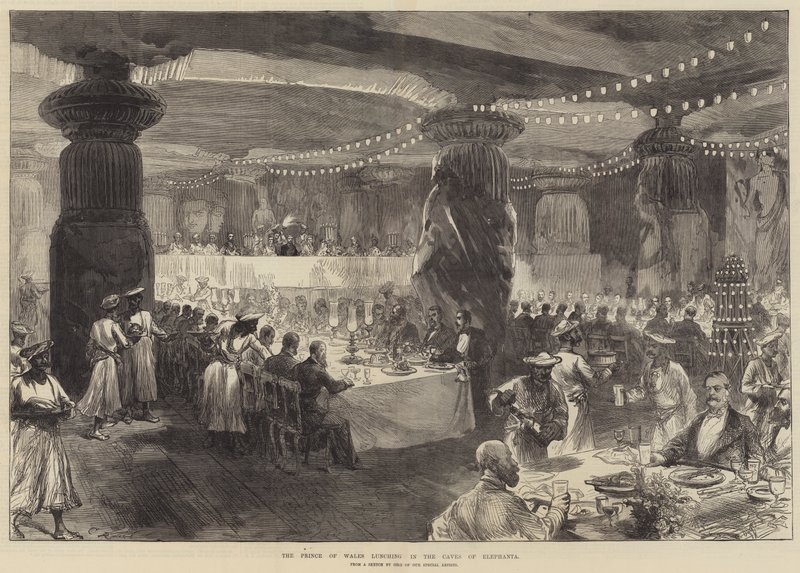 El Príncipe de Gales almorzando en las Cuevas de Elephanta de Sir John Charles Robinson