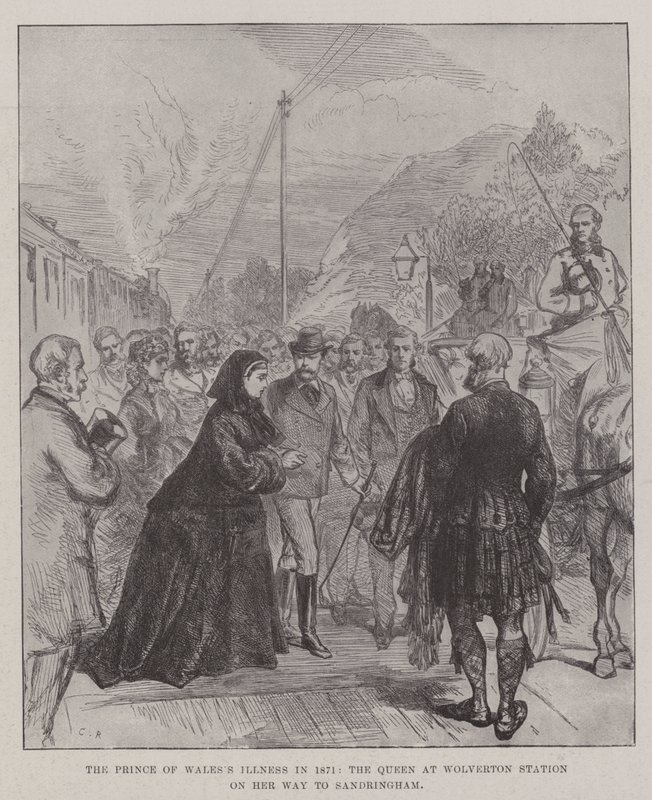 La Enfermedad del Príncipe de Gales en 1871, la Reina en la Estación de Wolverton en su Camino a Sandringham de Sir John Charles Robinson