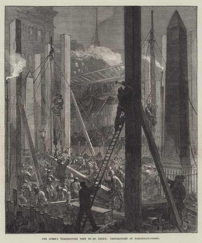La Visita de Acción de Gracias de la Reina a San Pablo, Preparativos en Farringdon-Street de Sir John Charles Robinson