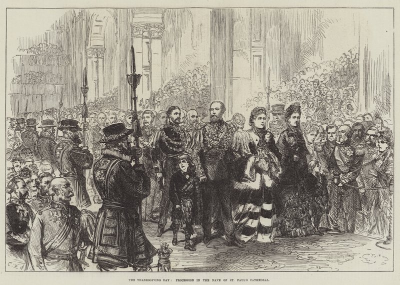 El Día de Acción de Gracias, procesión en la nave de la Catedral de San Pablo de Sir John Charles Robinson