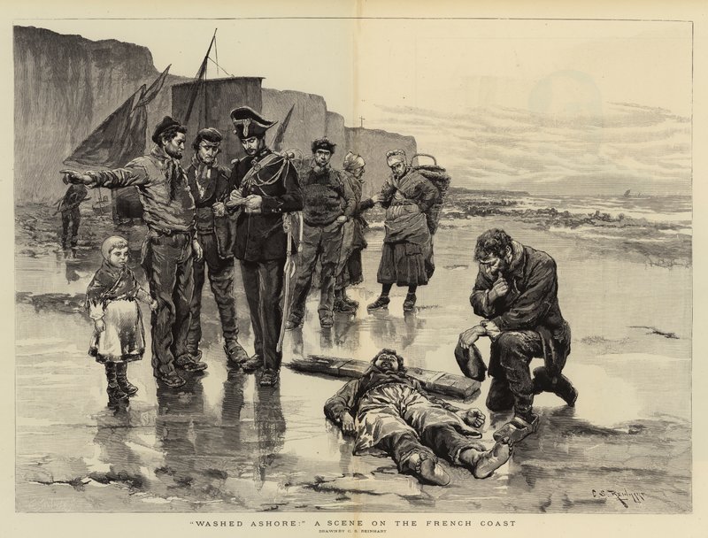 Arrastrado a la Orilla, una Escena en la Costa Francesa de Charles Stanley Reinhart