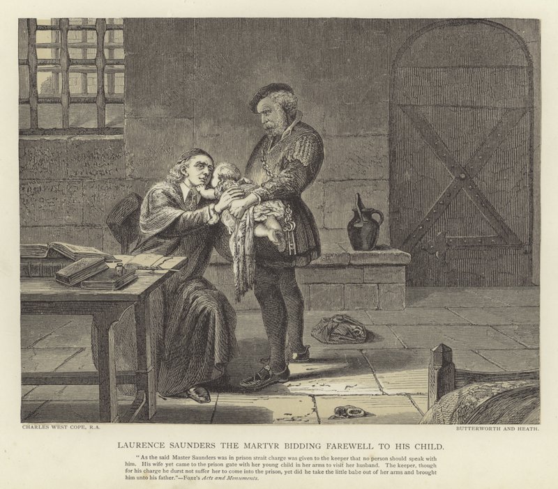 Laurence Saunders el mártir despidiéndose de su hijo de Charles West Cope