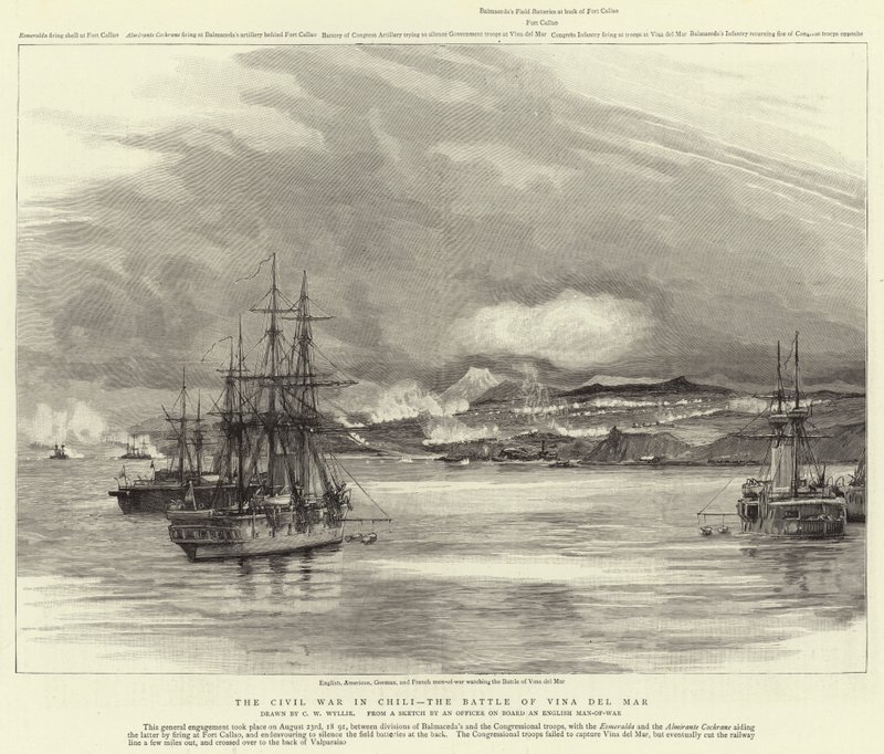 La Guerra Civil en Chile, la Batalla de Viña del Mar de Charles William Wyllie
