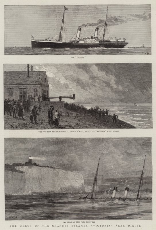 El naufragio del vapor del Canal Victoria cerca de Dieppe de Charles William Wyllie