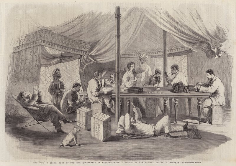 La Guerra en China, Tienda de los 15º Punjaubees en Pehtang de Charles Wirgman