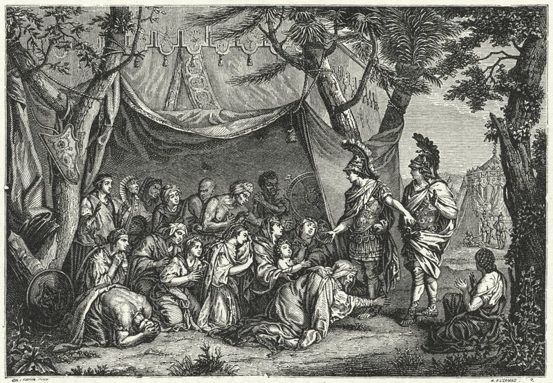 Las reinas de Persia a los pies de Alejandro (grabado) de Charles (after) Le Brun