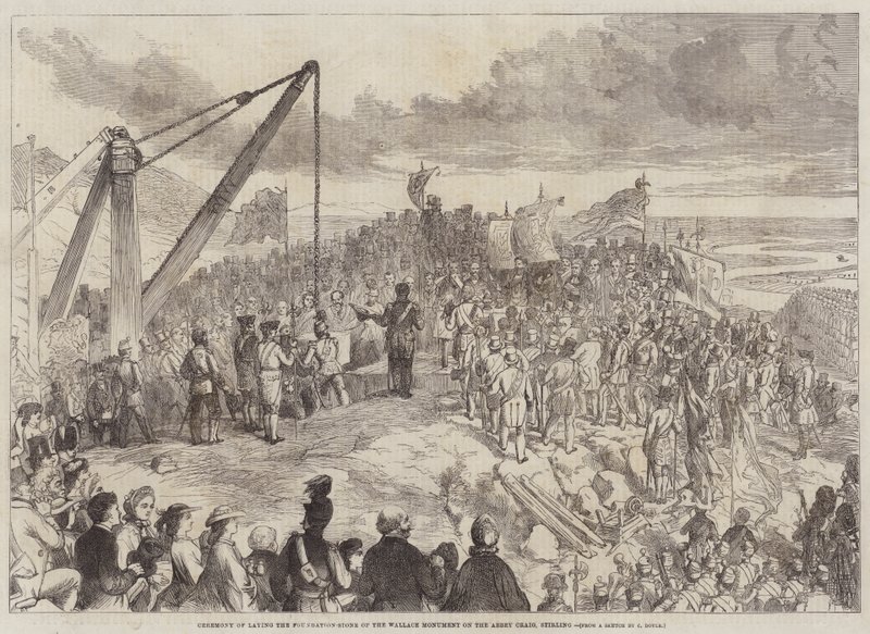 Ceremonia de colocación de la primera piedra del Monumento a Wallace en Abbey Craig, Stirling de Charles Altamont Doyle