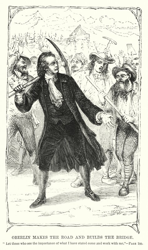 Oberlin hace el camino y construye el puente (grabado) de Charles Altamont Doyle