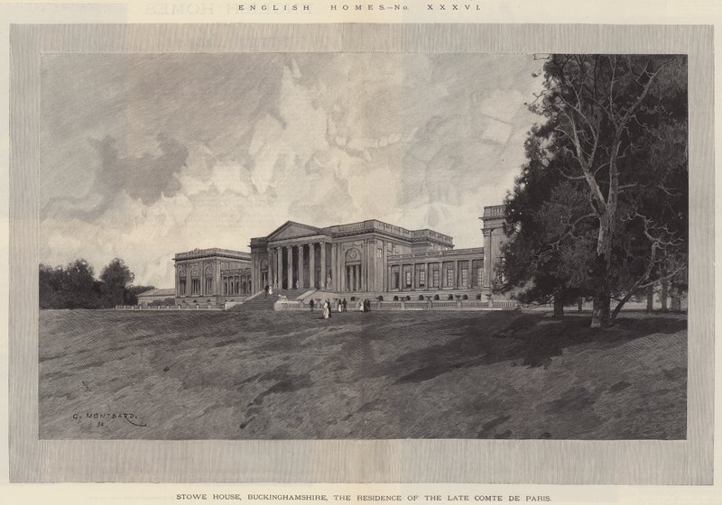 Hogares ingleses, Stowe House, Buckinghamshire, la residencia del difunto Conde de París de Charles Auguste Loye