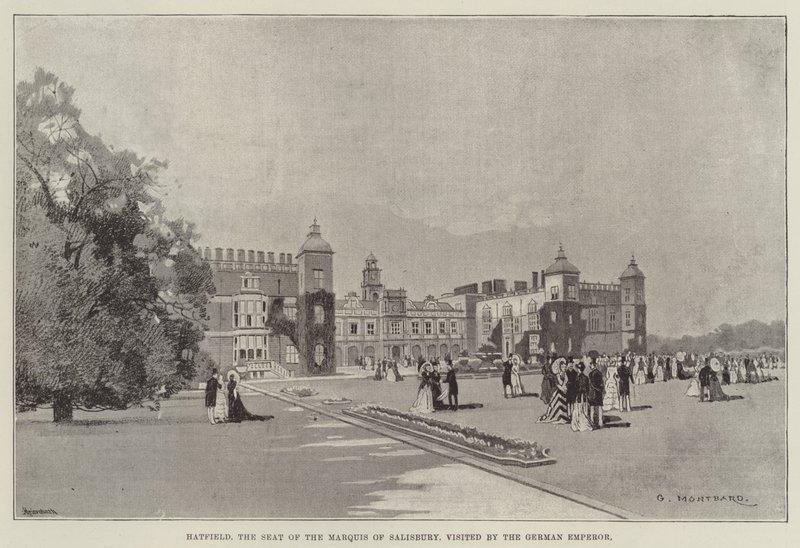 Hatfield, la residencia del Marqués de Salisbury, visitada por el Emperador Alemán de Charles Auguste Loye