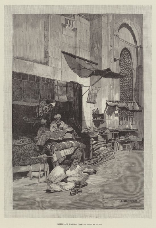 Tienda de sillas de montar y arneses en El Cairo de Charles Auguste Loye